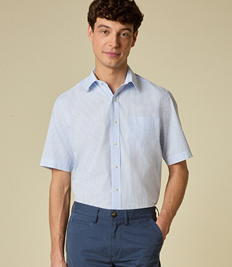Light Blue & White striped short sleeve shirt - MAZAIRE