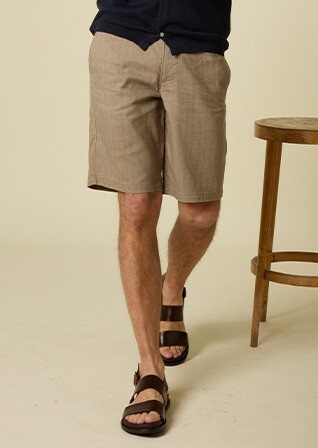 Light Khaki Chevron Bermuda Shorts - KYRAS
