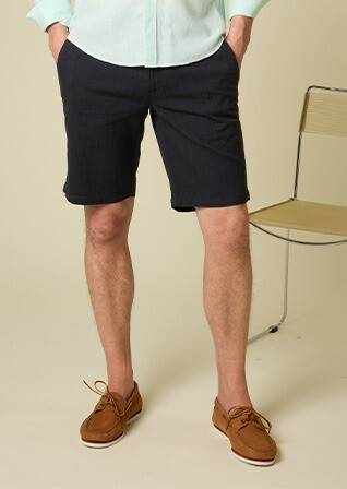 Dark Navy Chevron Bermuda Shorts - KYRAS