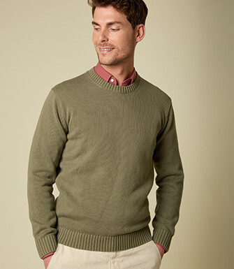 Crew neck jumper - Khaki - CALDERIK