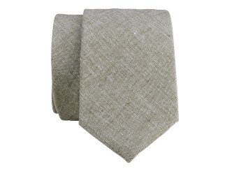 Khaki Chambray Cotton and Linen Tie