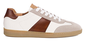 White and Cognac Men’s City Sneakers - MOLKA