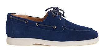 Navy Suede Boat Shoes - MOCKINYA