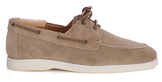 Dark Beige Suede Boat Shoes - MOCKINYA