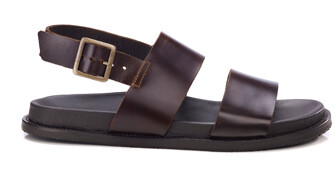 Chocolate leather flat sandal - KANIVA