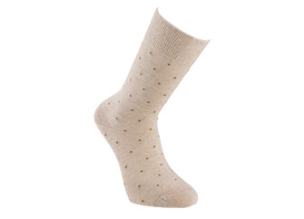 Patterned cotton socks - Heathered beige and camel