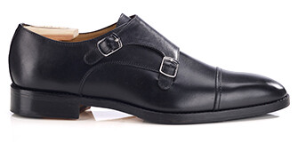 Men’s Double Monk Strap Black Shoes - LANGFORD PATIN