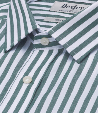 Men's white and green striped shirt - MATHURIN II