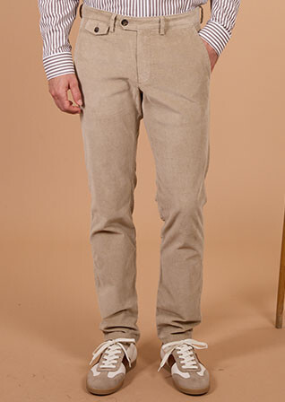 Men's light beige needlecord chino trousers - NOLAS