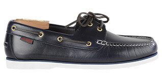 Navy Leather Boat Shoes - TRAWLER