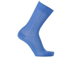 Men's Middle Blue Cotton Dress Socks