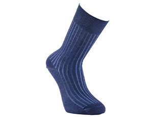 Mercerised Cotton Socks With Ribbing Heather Blue and Medium Blue