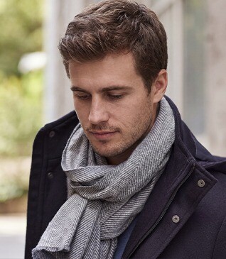 Grey & Ecru light Wool and Cashmere scarf