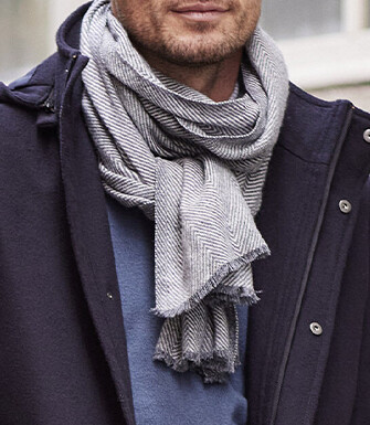 Grey & Ecru light Wool and Cashmere scarf