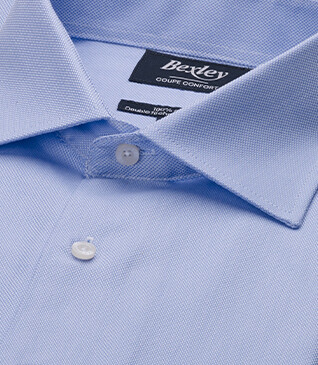Blue Twill Cotton shirt - French collar - CLAUDIO