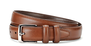 Men's Chestnut Leather Belt With Silver Buckle - BRIXTON SILVER