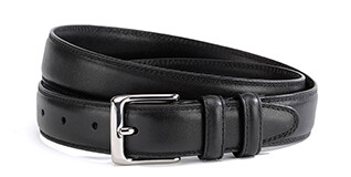 Men's Black Leather Belt With Silver Buckle - BRIXTON SILVER