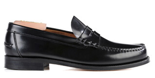 Black leather Men's penny loafers - YALE