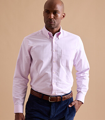 Light Pink Oxford shirt with chest pocket - American collar - HAROLD
