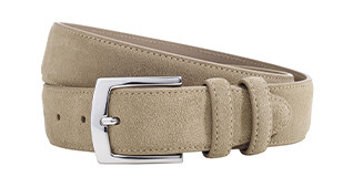 Men's luxury beige velvet belt - WESTGATE SILVER