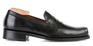 Black leather Men's penny loafers - WEMBLEY CLASSIC