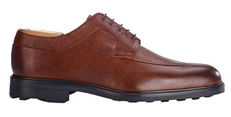 Grained Cognac Derby Shoes - Rubber outsole - KENT GOMME COUNTRY