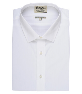 White Poplin Cotton Shirt - Straight collar - LOUIS