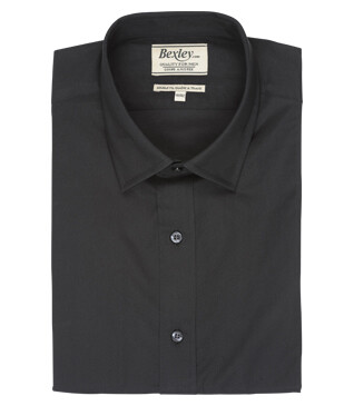 Black Poplin Cotton Shirt - Straight collar - LOUIS