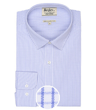 Shirt with white and blue thin checks - MARTIN