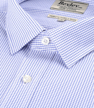 Shirt with white and blue thin checks - MARTIN