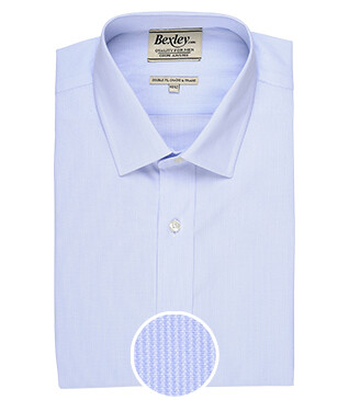 Shirt with thin blue stripes - Straight collar - ANTOINE