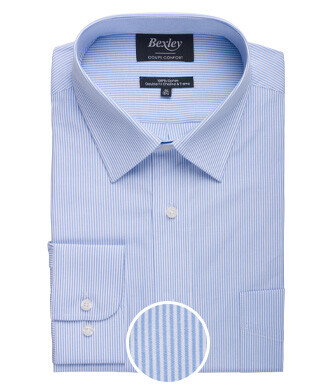 Shirt with thin blue stripes - Chest pocket - AUGUSTIN