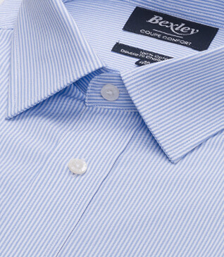 Shirt with thin blue stripes - Chest pocket - AUGUSTIN