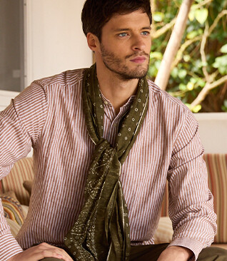 Men's Khaki cotton scarf - bandana pattern