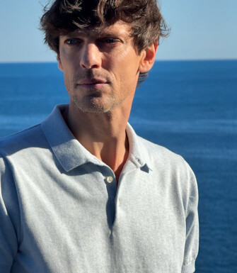 Men's light blue heathered polo - BRAIDEN