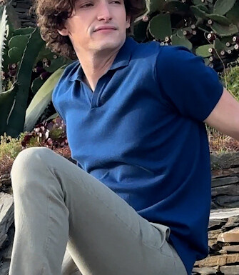 Men’s Dress Knit Polo Shirt Without Buttons Indigo - BRAVEN