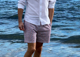 Blue White & Red stripes Men's swim short - BRENTAN