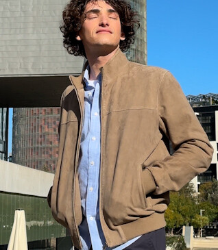 Beige suede jacket - 100% leather - SEAVER