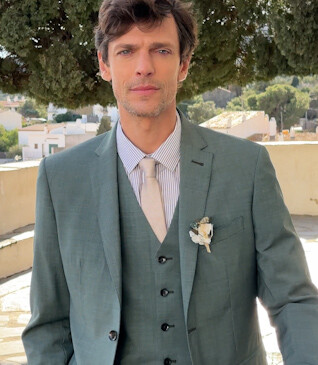 Men's Suit Jacket Linden Green - LAZARE
