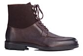 Chocolate Grained Leather Boots - KENT HIGH GOMME COUNTRY