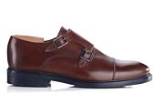 Patinated Chestnut Double Buckle Shoes - LINDSEY GOMME CITY