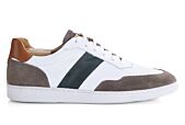 White Taupe and Green Men's leather Trainers - BERRINGA