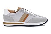 Light Grey & Beige Men's leather trainers - KEILIRA