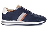 Navy blue and white suede Men's Trainers - KEILIRA