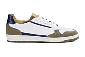 Khaki White Suede & Navy Men's Trainers - KOLORA