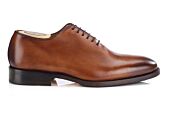 Men’s cognac hand-patinated calf leather Oxford shoes - BARTER PATIN