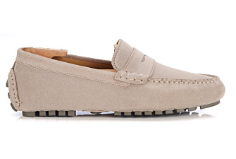 Men's Greige Suede Driving shoes - FERGUSON