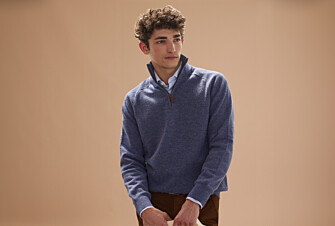Dark Blue Melange half-zip wool jumper - KENNETH