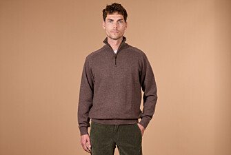 Brown half-zip wool sweater - KENNETH