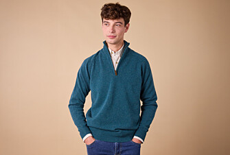 Dark Heather Green half-zip wool sweater - KENNETH